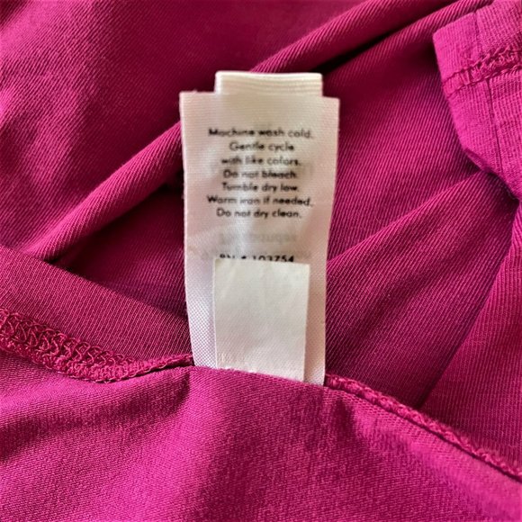 Lucy Pink Solid Pima Cotton Trapeze Long Sleeve Knit Top Workout T-Shirt Tunic - Picture 9 of 10